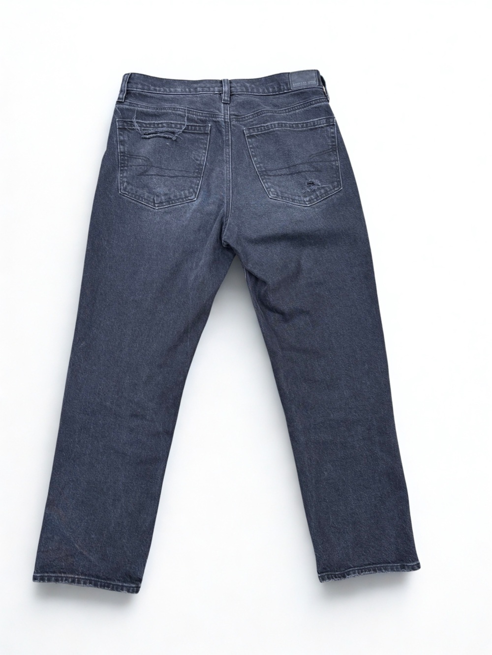 American Eagle High-Rise Ankle Straight distressed denim Jean size 6 black - Picture 2 of 4